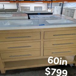 60in Double Bathroom Vanity With Top