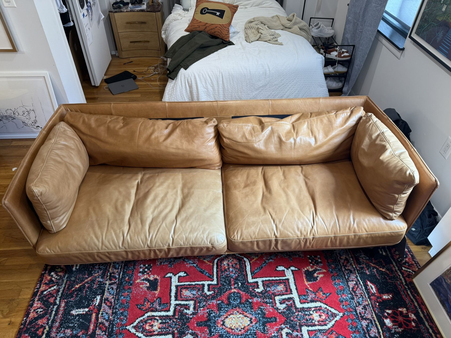 Crate & Barrel Wells 84" Leather Sofa $3300