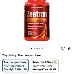 New NovaPulse Zestron Vitality & Stamina Supplement 60 Caps