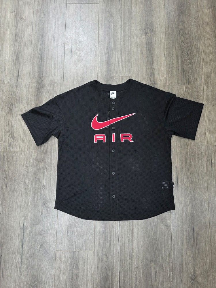 Nike Air Logo Mesh Baseball Jersey Mens Size Small Fits Large