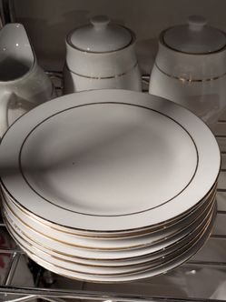 White Ceramic Plates with Gold Trim