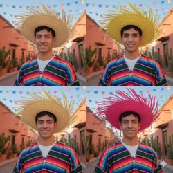 Sun Hat Mexicanos Sombrero, Handmade Straw Hat, Hawaiian Styles Dress Up Props with Ripped Brim