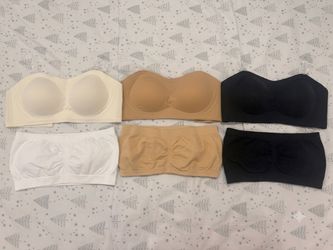 6 Pack Seamless Strapless Bra Set Ribbed Bandeau Bra Tops