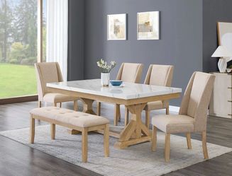 6pc table + 4 chairs + bench