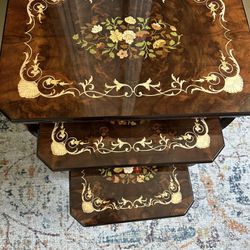 Italian Marquetry Inlaid Nesting Tables