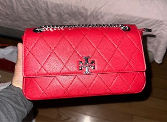 Tory Burch Red Quilted Leather Chain Bag