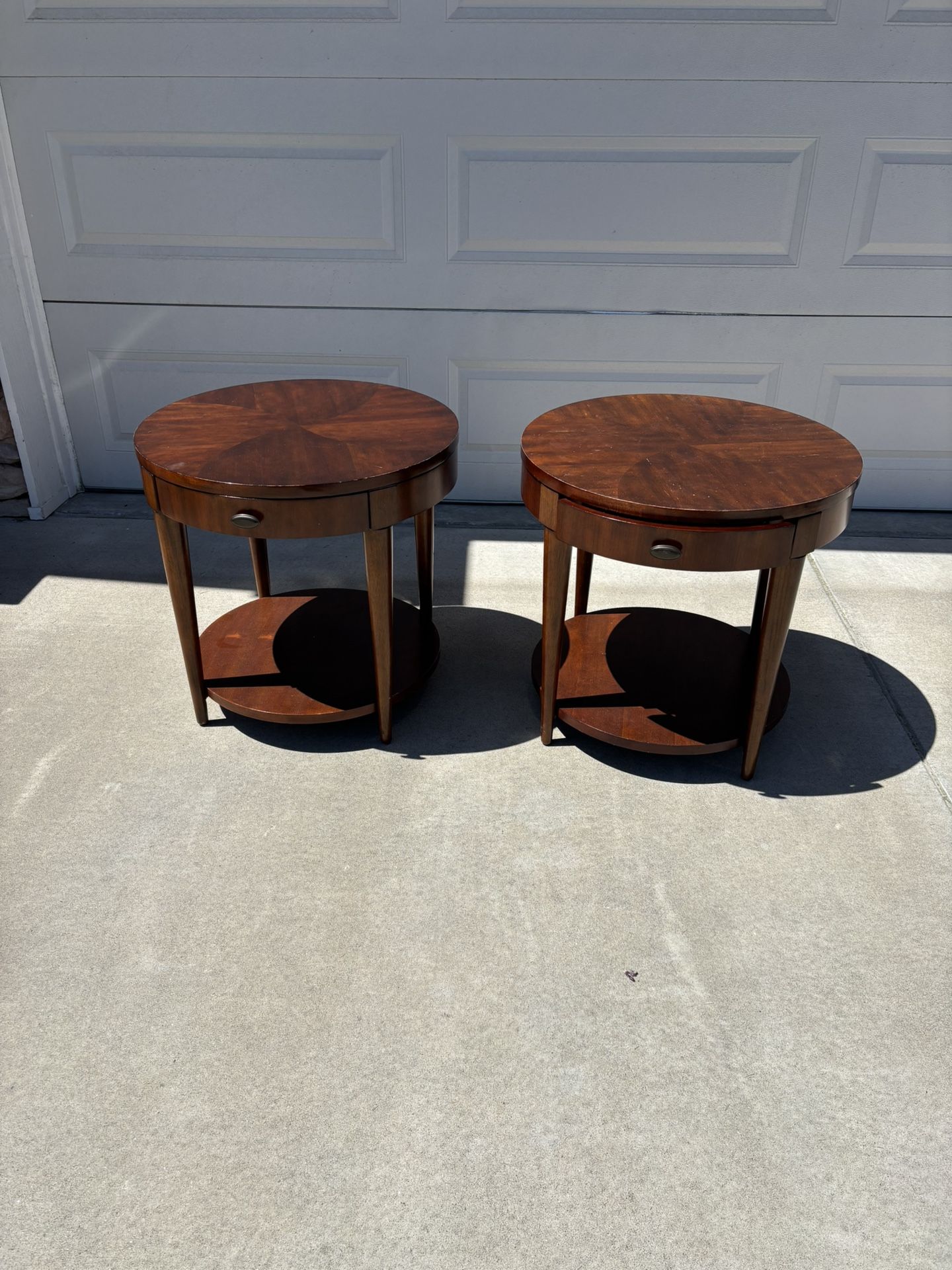 Beautiful wood round end tables