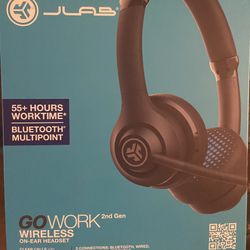 JLab Go Work Wireless On-Ear Bluetooth or Wired Office Headset 45 Hour Battery