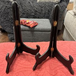 2pc Lot Black 10” Plate Stands Easels Displays Holders 
