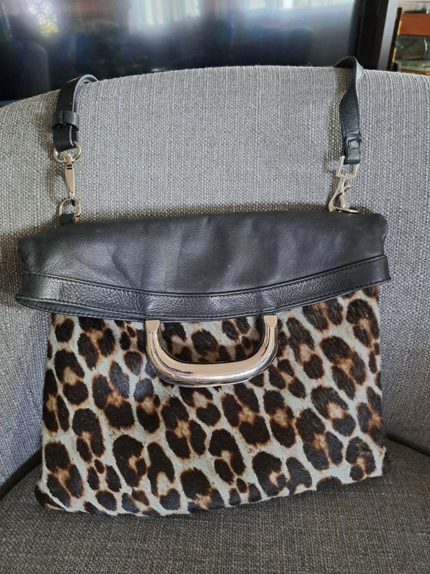 Crossbody Italian Bag - Vintage - Rare - Leather & Real Calf Hair