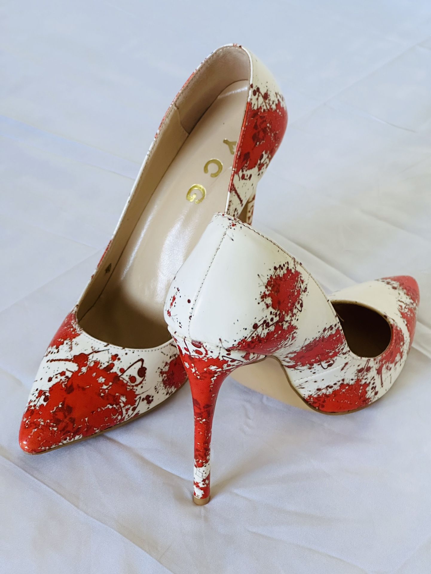 Women Stylish Heels Red White