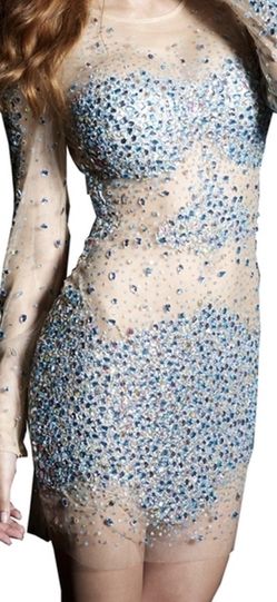 Blue Jovani Rhinestone Dress