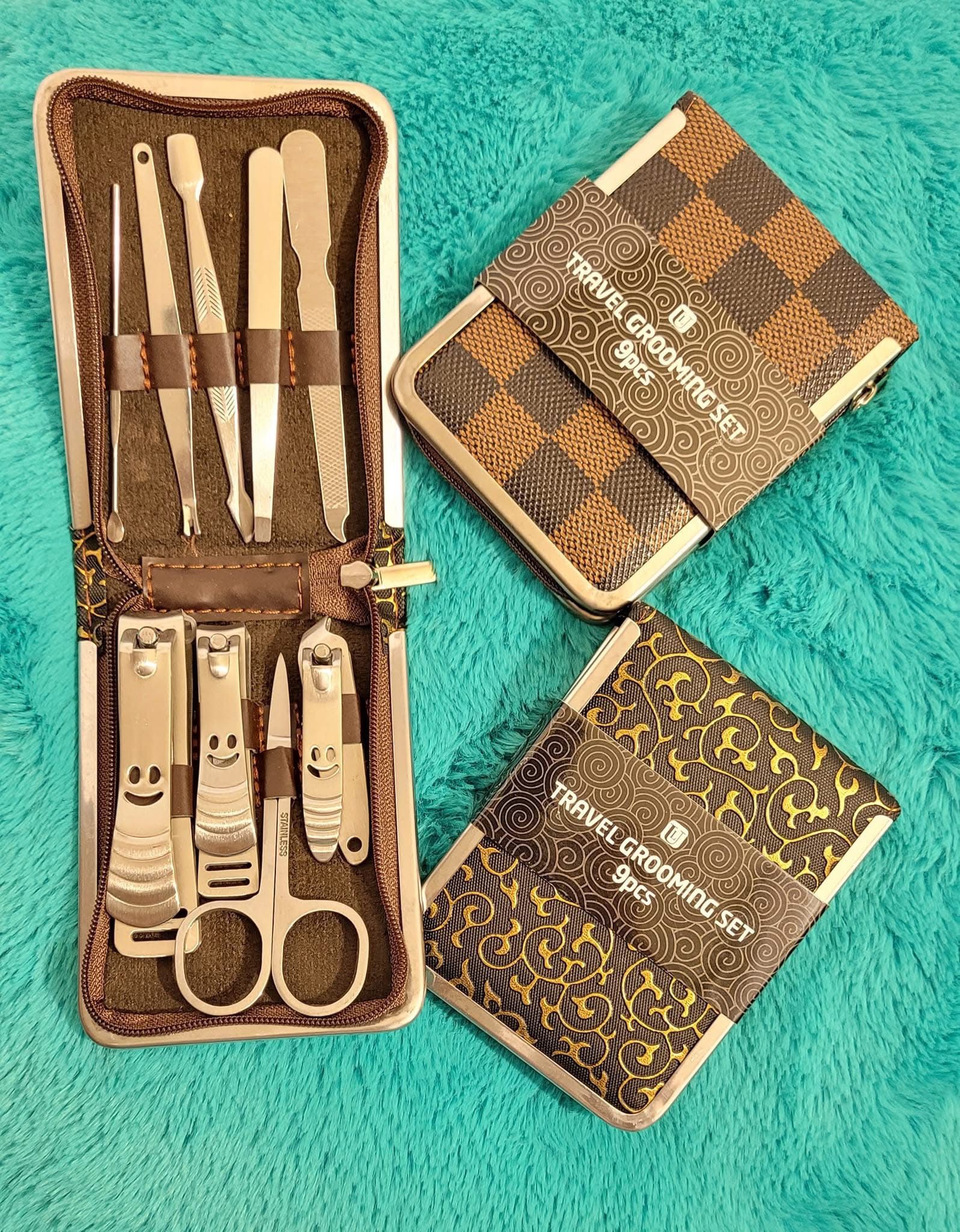 9 Pc Stainless Steel Travel Grooming Set