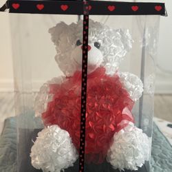 Artificial Flower Teddy Bear – New (never Used) Box has minor damage, item itself is in perfect condition.