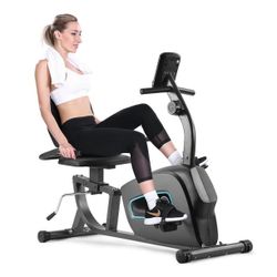 Maxkare Recumbent Exercise Bike Indoor Cycling Stationary Bike with Adjustable Seat and Resistance Pulse 