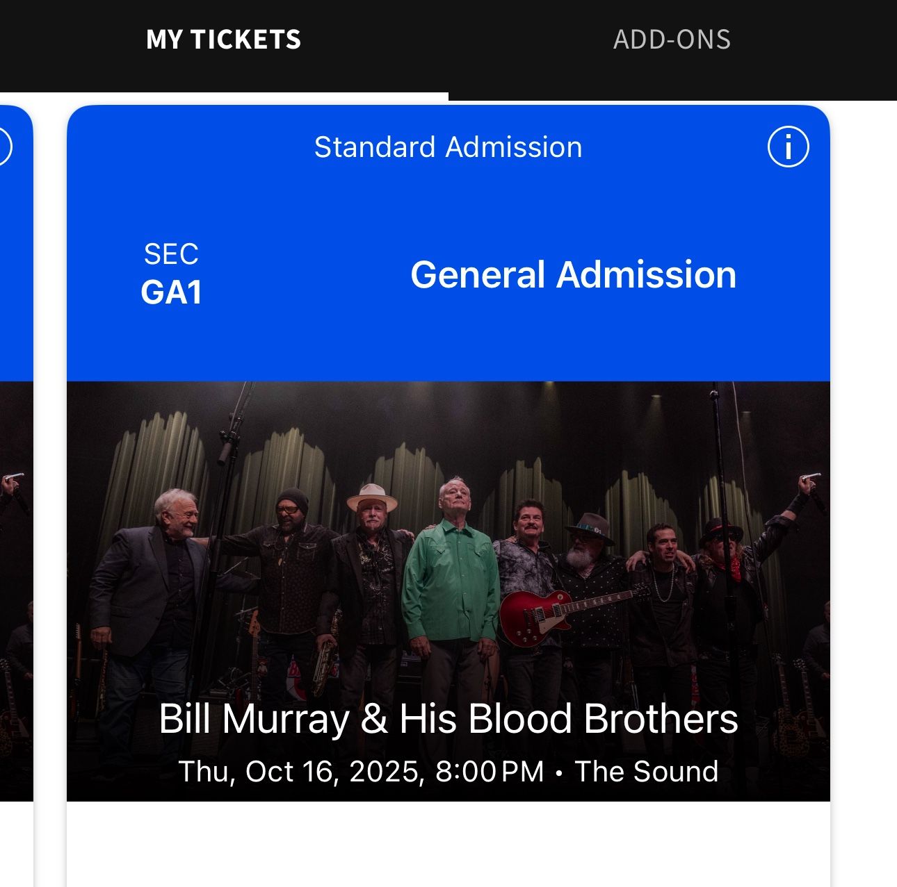 Bill Murray Two Tickets 10/19 Live At The Sound In Del Mar