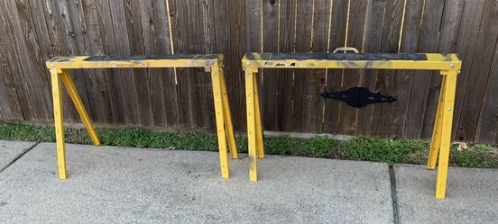 Heavy Duty All Metal Foldable Sawhorse Set Of Two Sawhorses Tables
