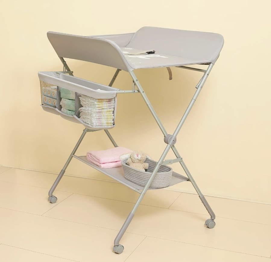 KARAOK Baby Changing Table with Wheels Portable (Light Grey)retail Price $70