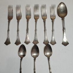 Lot of 10 Rogers Bros A1 Crown Patten Silver Plate Forks, teaspoons, spoon