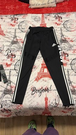 Adidas Black Track Pants with White Stripes