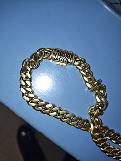 Real Gold Cuban Link Chain Bracelet