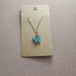 Butterfly Necklace ( Blue Glitter)