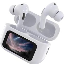 Air Pro Z Wireless Earbuds, Visible Touch Screen Control, Environmental Noise Cancelling, Bluetooth 5.0, ANC ENC Hands-Free Calling, White