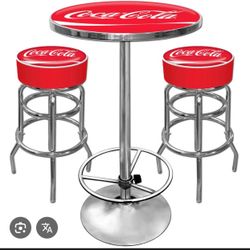 Coca - Cola Pub Table and 2 Bar stools set 