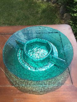 BRAND NEW BLUE MELAMINE CHIPS AND DIP PLATTER