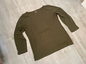 J. Crew Long Sleeve Olive Green Painter Tee, XL