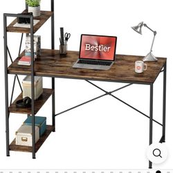 Computer Desk with Storage Bookshelves(brow Color )