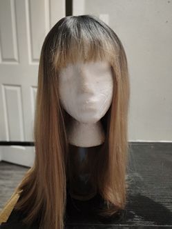 Long Straight Ombre Wig with Bangs