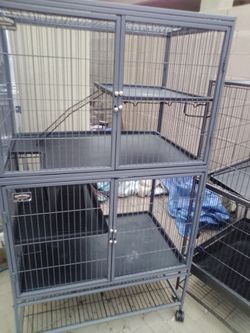 Large Double-Level Metal Wire Pet Cage