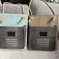 NEW- Lot Of 2 Decor Organizers Rustic/ Farm
