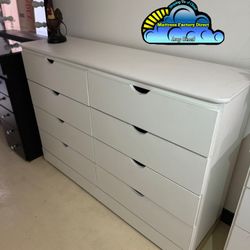White Wood 8 Drawer Assembled Dresser 