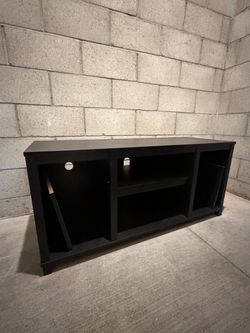 Black Wood TV Stand with Open Shelving