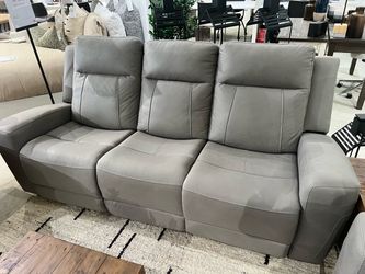 Colton Light Gray Micro Power Reclining Sofa with Power Headrest