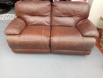 Nice Real Leather Double Recliner $150 delivered Or Come Get It For $100 Very Comfortable 