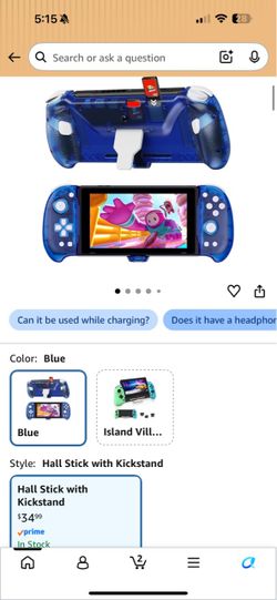 Blue Nintendo Switch Controller Grip with Kickstand