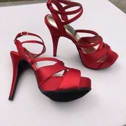 New Satin Red High Heels Size 8