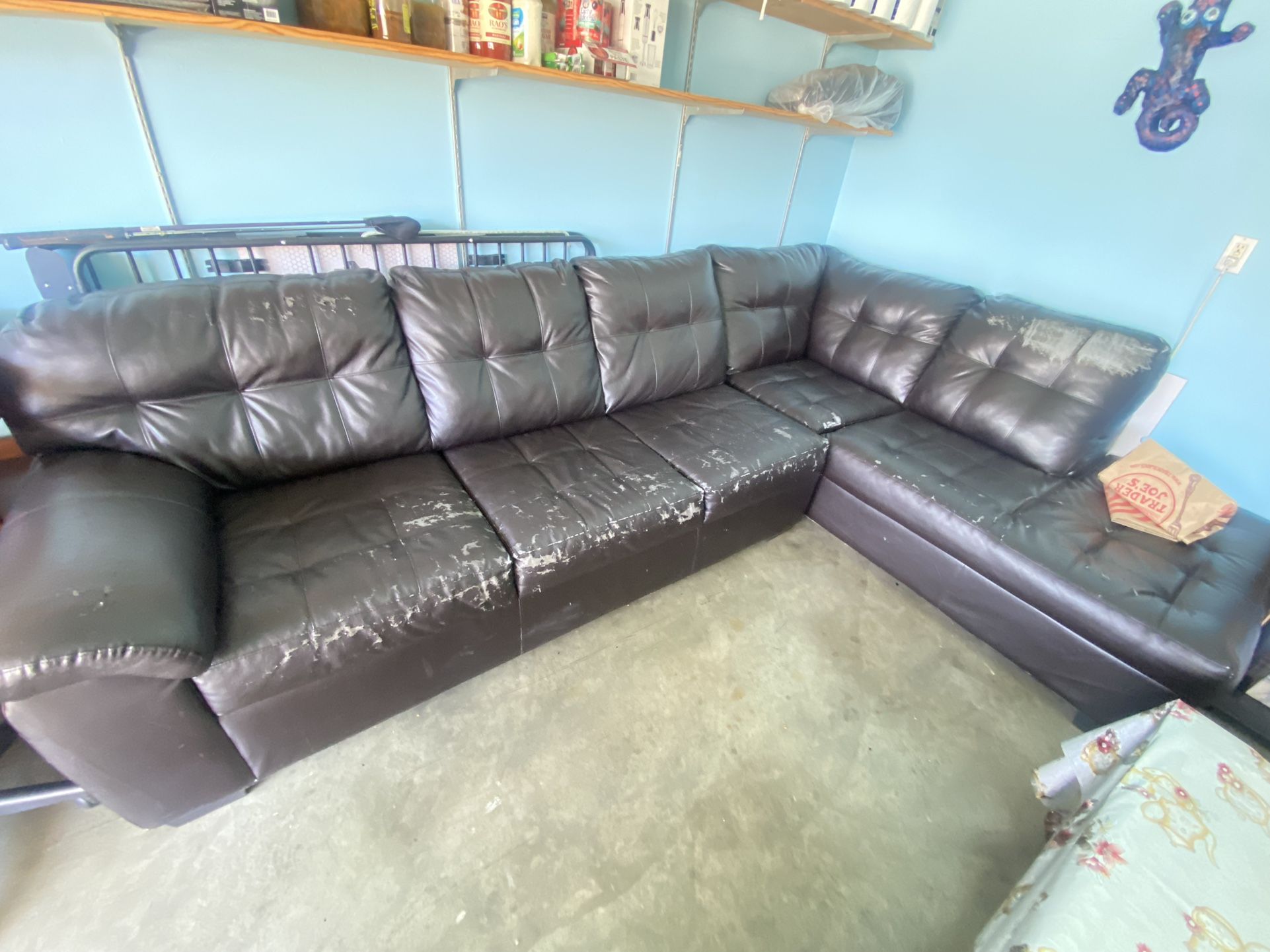 Black Leather Couch $0