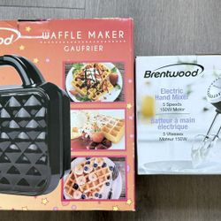 Brentwood Waffle Maker + Electric Hand Mixer - New in Box