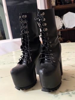 Black Platform Lace-Up Ankle Boots