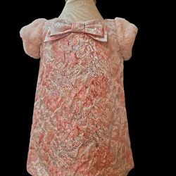 Janie & Jack Pink Baby Dress With Faux Fur Sleeves, Size 3-6 Months