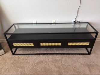 Dax Black Glass Top Storage TV Stand