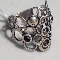 925 Silver Circles Ring Size: 7
