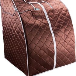 Infrared Sauna, Lowest EMF Negative Ion Portable Indoor Sauna with Chair and Heated Footpad, Brown, Large