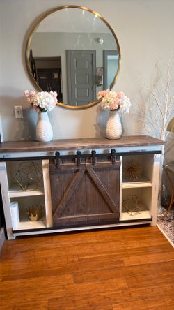 Modern Farmhouse Barn Door Console Cabinet / Buffet