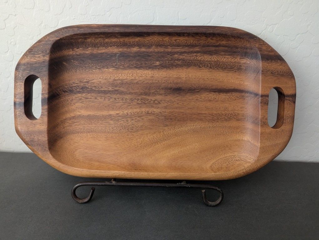 Vintage Royal Acacia Tray, Monkey Pod Wood, Made in the Philippines, 18.25" Lx10" W