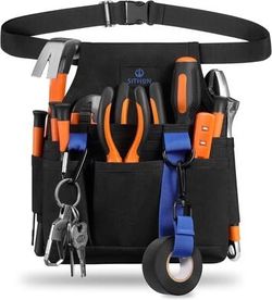 Black Tool Belt with Adjustbable Waist Strap & Multiple Pockets | Tools NOT Included